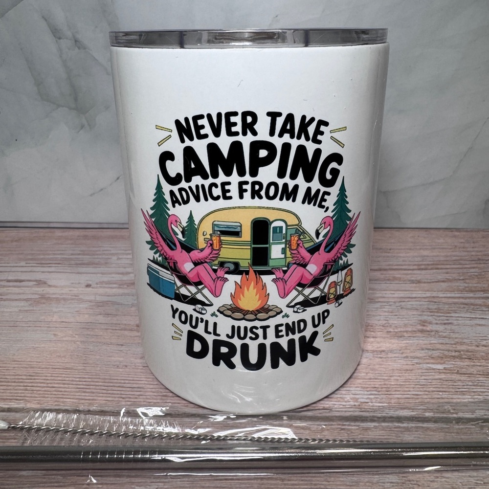 10oz metal tumbler Camping Mug with Flamingo Design